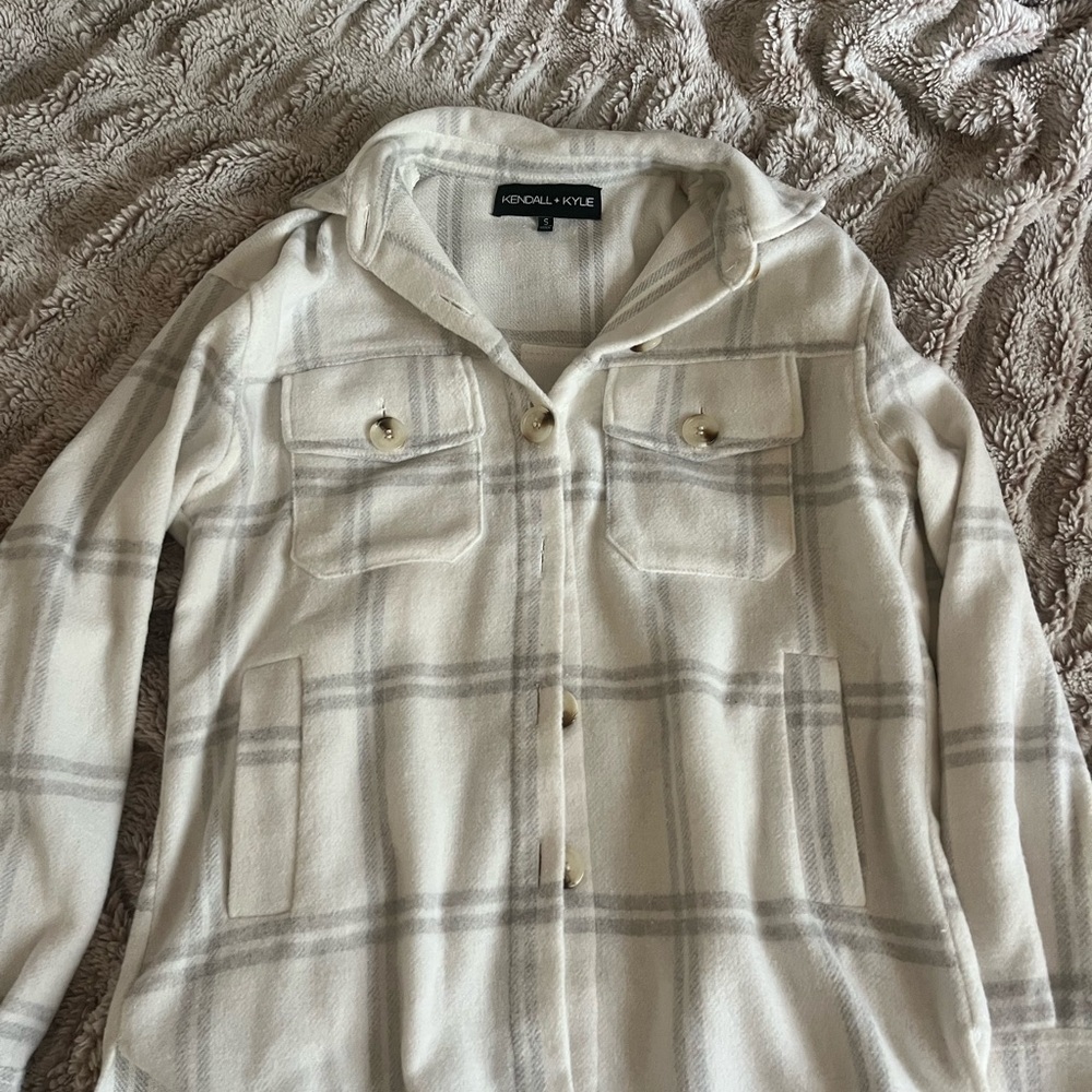 Kendall & Kylie White and Gray Plaid Jacket